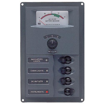 BEP Marine 900V-DCSM - DC Circuit Breaker Panel With Digital Meter, 4 Loads, DC 12V