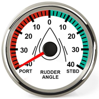 Hollex Rudder Gauge White/Stainless Steel 9-32V Ø85mm