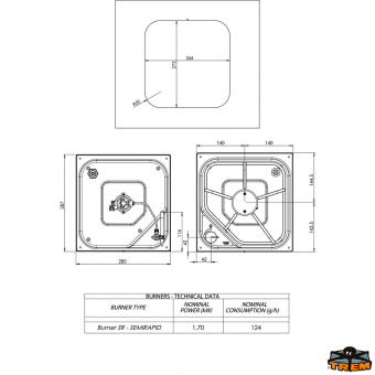 Trem Z0801287 - Built-In Stainless Steel Gas Hob 1 Burner Flat Model FC1691-S-SC