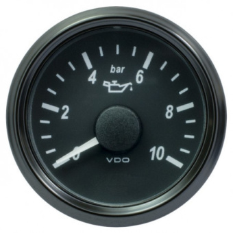 VDO A2C3833170030 - SingleViu 0248 Engine Oil Pressure 10Bar Black 52mm White Lighted w/ Red Pointer