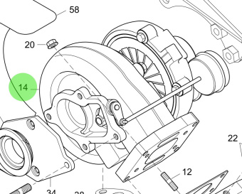 Steyr Z002685-0 - Turbo 166 Assembly with Painted Air Cleaner Head for MO166M28 and MO126M28 Engines