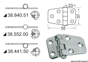 Osculati 38.552.00 - Hinge with Central Pin 55x37 mm