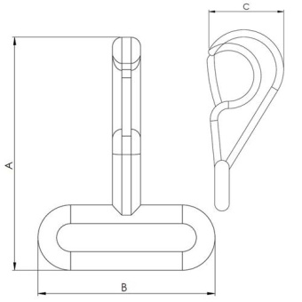 Hollex Hook Closure Stainless Steel 50x34 mm
