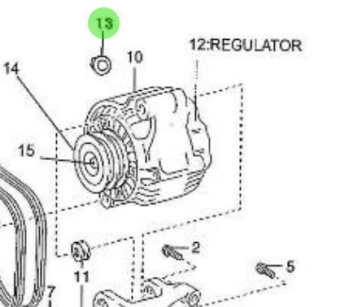 Nanni Diesel 970312342 - Alternator Nut for T4.155 and 4.380TDI Engines
