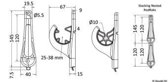 Osculati 41.313.01 - RodRak - Holds 2 Rods - White