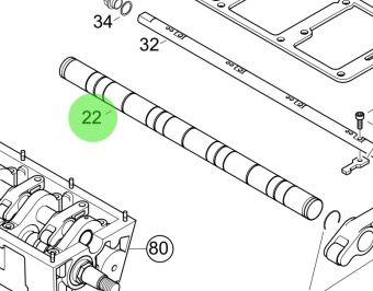 Steyr 2173694-1 - Rocker Arm Shaft Assembly for MO174V40, MO164M40, MO144V38, MO114K33, MO94K33, MO84K32