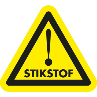 Marine Nitrogen Warning Sticker "STIKSTOF", Dutch, Soft PVC, Triangular 200×200×200 mm