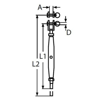 Turnbuckle A4 M8 x Ø4mm Fixed Clevis - Closed Body