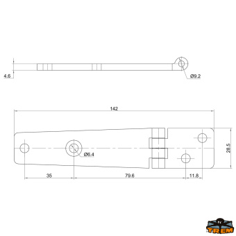 Trem M3528242 - AISI 316 Stainless Steel Hinges Thickness 4 mm - 142x28 mm Reversed Model