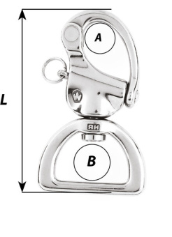 Wichard 2374 - Snap Shackle HR SS with Swiveling Eye for Strap 80 mm