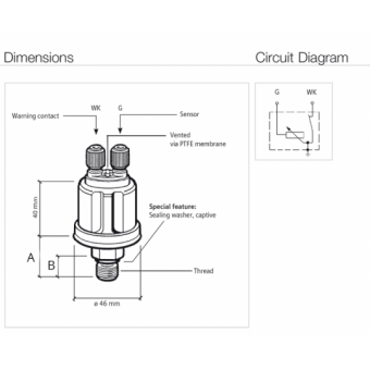 VDO VDO Sensor - Oil Pressure - C2 10 Bar - M10 X 1 - With Alarm At 0,75 Bar