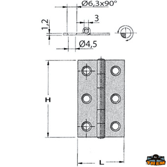 Trem M3560040 - AISI 316 Stainless Steel Hinge