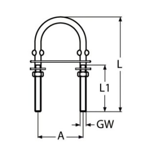 Euromarine Stainless Steel U Bolt A2 M4 - 64mm