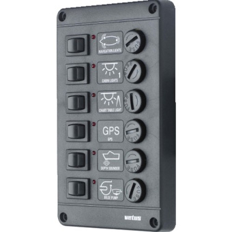 Vetus P6F24 - Switch Panel Type P 6 with 6 Fuses 24V