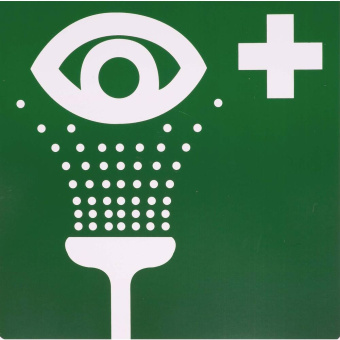 Marine Emergency Eyewash Station Location Sticker, Soft PVC, Green & White