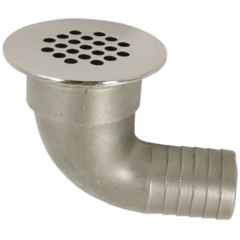 Allpa Stainless Steel Discharge 90° With Grid, Dims. A=19mm, B=15mm, C=36mm, D=42mm