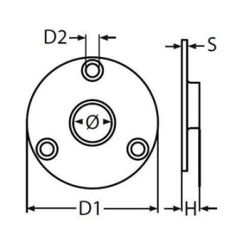 Round Stamped Plate For Welding 90° A4 - Ø22mm