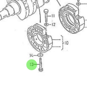 Nanni Diesel 970491539 - Bearing Case Bolt for Crankshaft Bearings