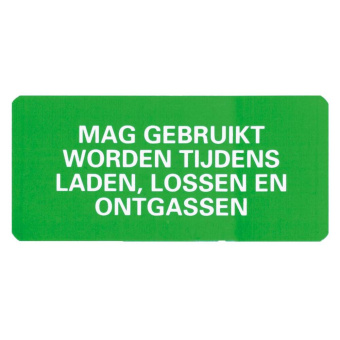 Marine Permitted for Use During Loading, Unloading & Degassing Sticker, Dutch, Soft PVC, 65×30 mm