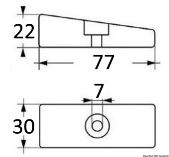 Mercury 826134 & Yamaha 00825-01405 & Honda 41109-ZW1-003 Zinc Anode 29x22x77 mm - Osculati 43.424.05