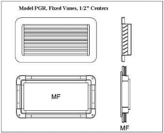 MSI PG5X10R Plastic Grille, Fixed Vanes with 1/2" Centers 5" x 10"