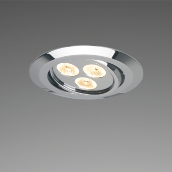 Prebit 22723107 - LED Recessed Light EB15-1L (Slave), Swivelling, Matt Chrome, 10-30V DC, Max. 3W, Warm White, 25°