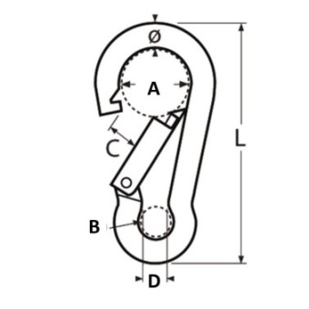 Euromarine A4 Ø6mm Carabiner Hook