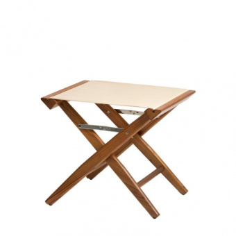 Teak Folding Director's Stool Beige Canvas