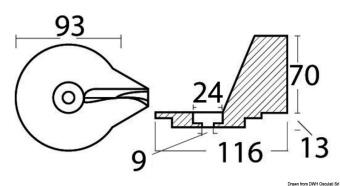 Mercury 822157-C2 Magnesium Fin Anode 25/50 HP 2/4-Stroke - Osculati 43.822.17