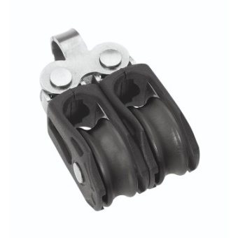 Barton N00210 – Double Fixed Eye Block Size 0 20mm, Plain Bearing, 2x Ø20mm Sheaves, Max Rope 6mm