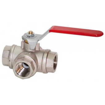 Guidi 3-Way Ball Valve FFF, PN32, T-Port, Nickel-Plated Brass, BSPP