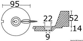 Mercury 94286 18/25 HP Outboard Fin Anode - Osculati 43.426.00