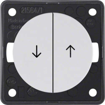 Berker Blind Series Impulse Push Button With Arrow - Arctic White Glossy