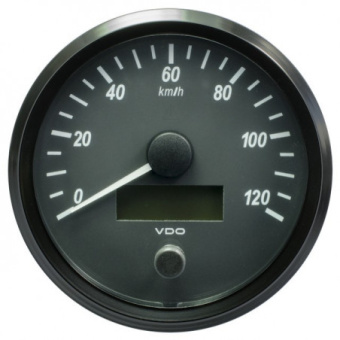 VDO A2C3832860030 - SingleViu Speedometer 120 Km/h Black 100mm White Lighted w/ Red Pointer