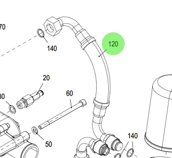 Steyr 2203740-0 - Oil Hose for Filter to Oil Cooler on Steyr Engines