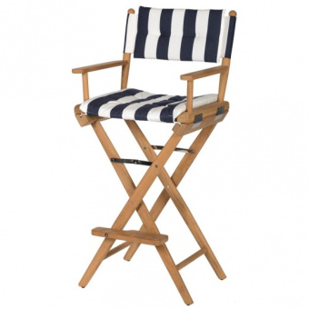 High Teak Folding Director's Chair Navy/Wit Deluxe