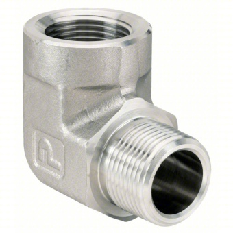 Parker 01172308AE 90° Street Elbow 1-1/4" MPT × 1-1/4" FPT 316 Stainless Steel
