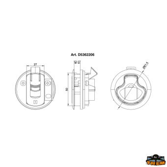 Trem D5362207 - Flush-Pull Black Latch Outer Diam 62 mm Thickness 2-7 mm