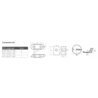 Tecnoseal Aluminium Anodes Kit For Yamaha 40-60 HP