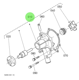 Bukh 16251-7303-4 - Circulation Water Pump Assembly for EPA28 and EPA36 Engines