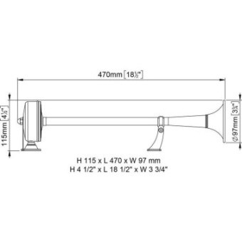 Marco Horn EMX1 - Stainless Steel - L 470 mm - 24V