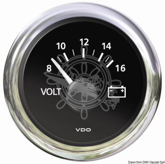 Osculati 27.586.01 - Voltmeter Black 8/16 V