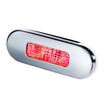 Hella Marine 2XT 959 680-711 - Red LED Oblong Step Lamp, 8-28V DC, Polished Stainless Steel Rim