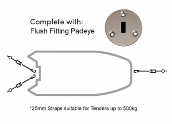 Rapid Marine PE25FFKIT-3-GY - Padeye Kit - Flush Fitting x 3, 3x25mm Tie Down Straps Grey