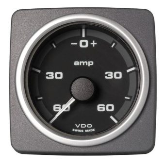 VDO A2C59501942 - Veratron 52mm (2-1/16") AcquaLink Ammeter Gauge -60/+60 AMP - Black Dial & Bezel