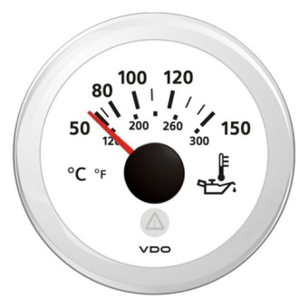 VDO A2C59514231 - Engine oil Temperature Gauge 50°-150°C / 120°-300°F White ViewLine 52 mm