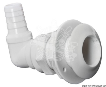 Osculati 90° Elbow Plastic Skin Fitting with Hose Adaptor – White Through-Hull Connector, 19-38 mm Hose Connection