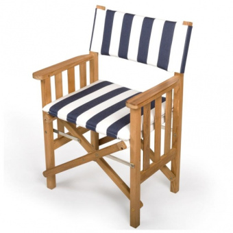 Teak Folding Director's Chair Navy/Wit Deluxe II