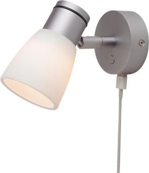 Prebit LED Wall Lamp R1-1 D2W With USB-C Matte Chrome Warm White 10-30V 3W Chalk White Colored Glass