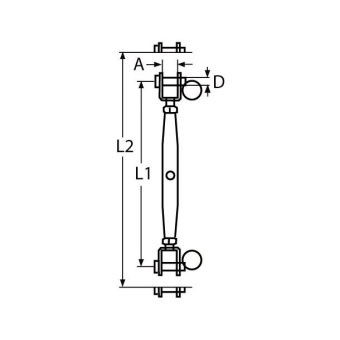 Fixed Clevis Turnbuckle A4 M6 x Ø6mm - Closed Body